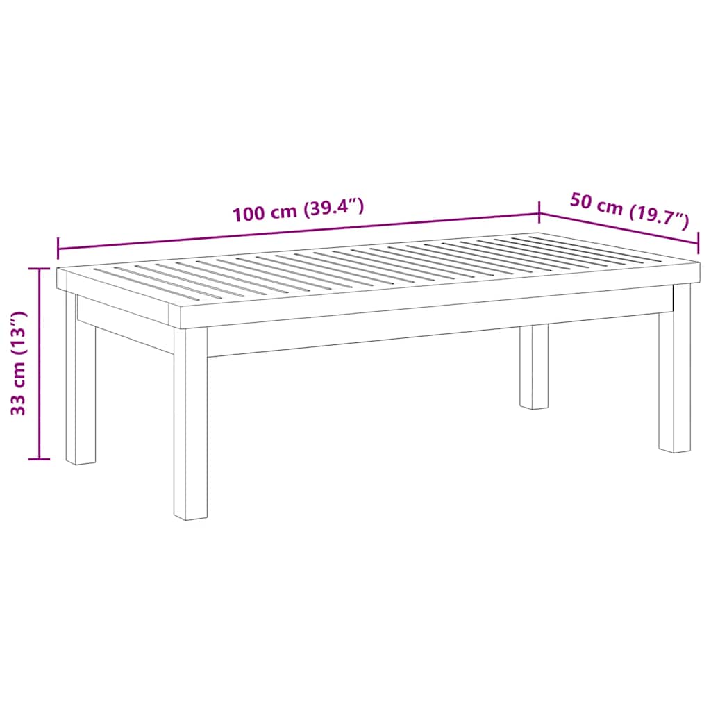 vidaXL Τραπεζάκι Σαλονιού 100 x 50 x 33 εκ. από Μασίφ Ξύλο Ακακίας