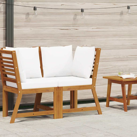 vidaXL Καναπές Γωνιακός Τμηματικός Μασίφ Ξύλο Ακακίας με Κρεμ Μαξιλάρι