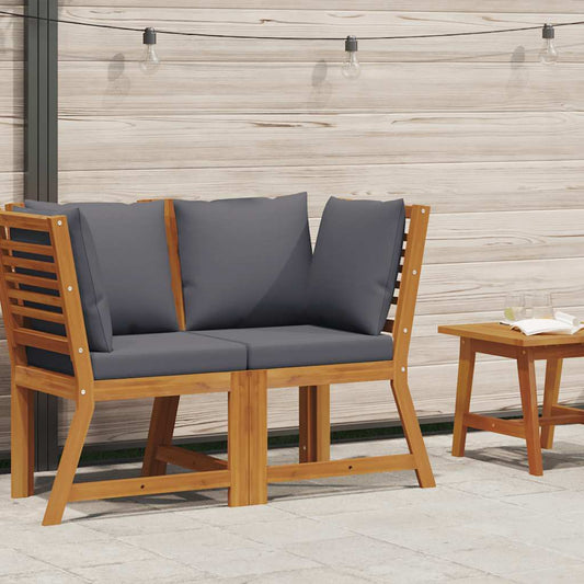 vidaXL Καναπές Αρθρωτός από Μασίφ Ξύλο Ακακίας & Σκούρα Γκρι Μαξιλάρι