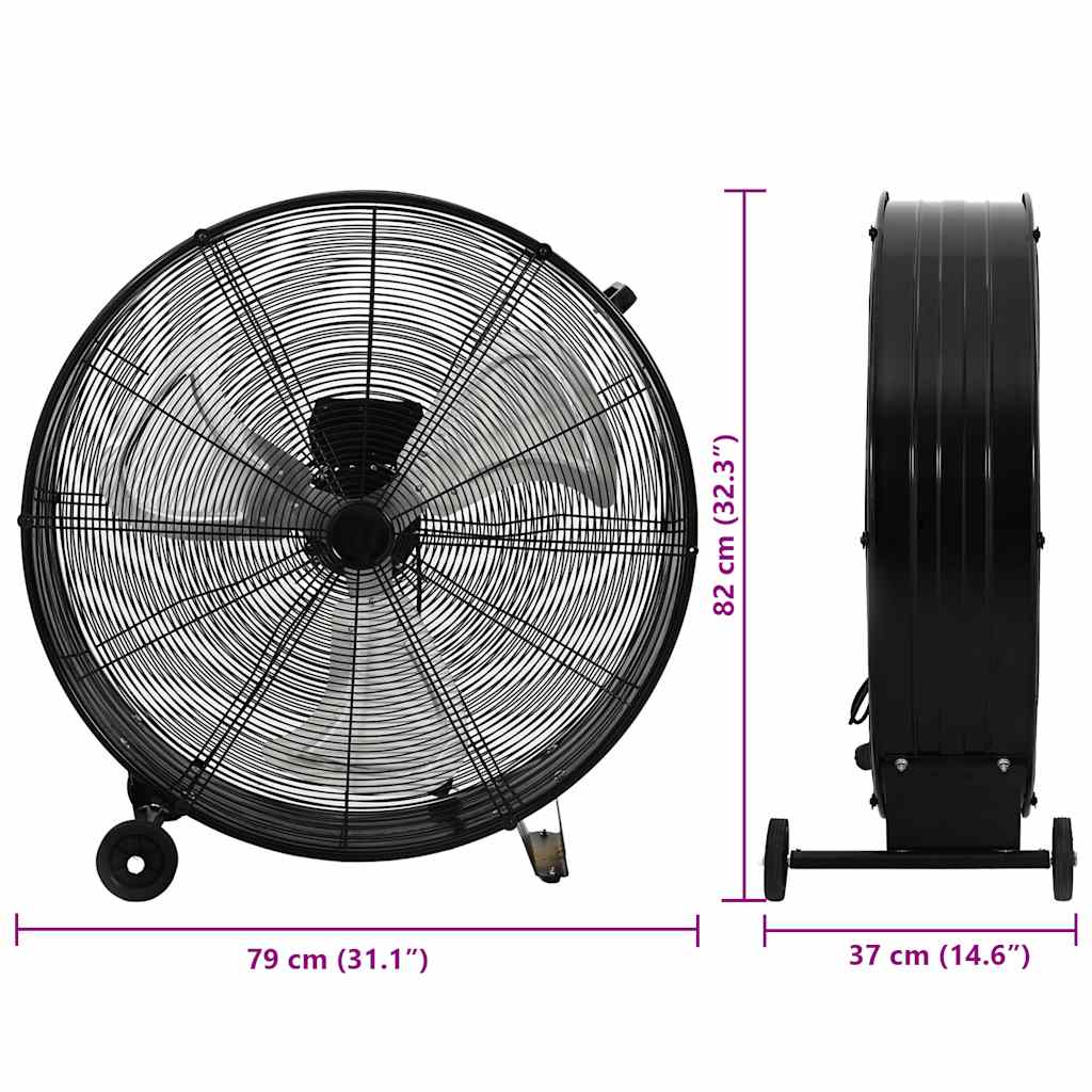 vidaXL Ανεμιστήρας Δαπέδου Επαγγελματικός Μαύρος 77 εκ. 187,7 W