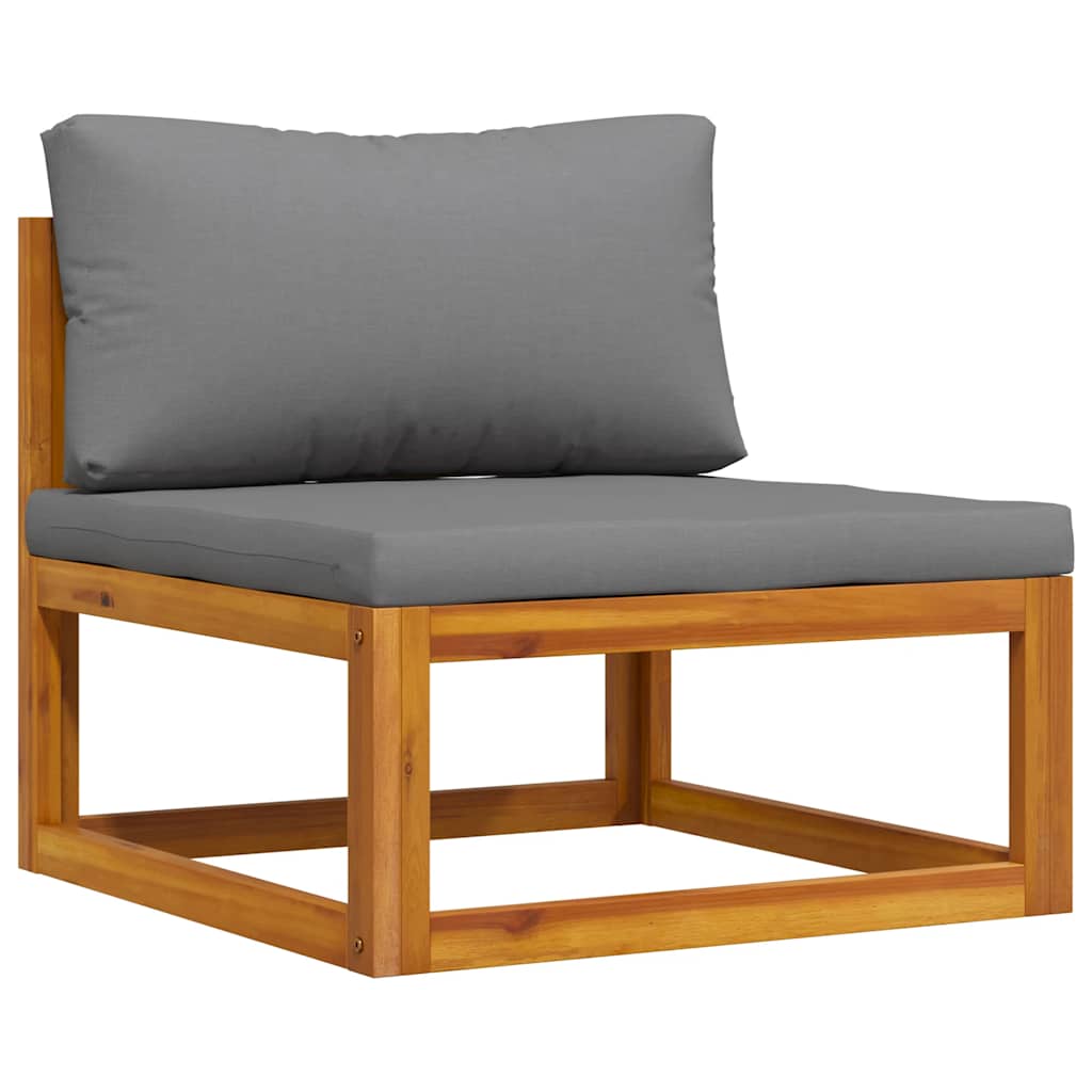 vidaXL Σετ Καναπέδων 2 τεμ. Μασίφ Ξύλο Ακακίας με Σκ. Γκρι Μαξιλάρια