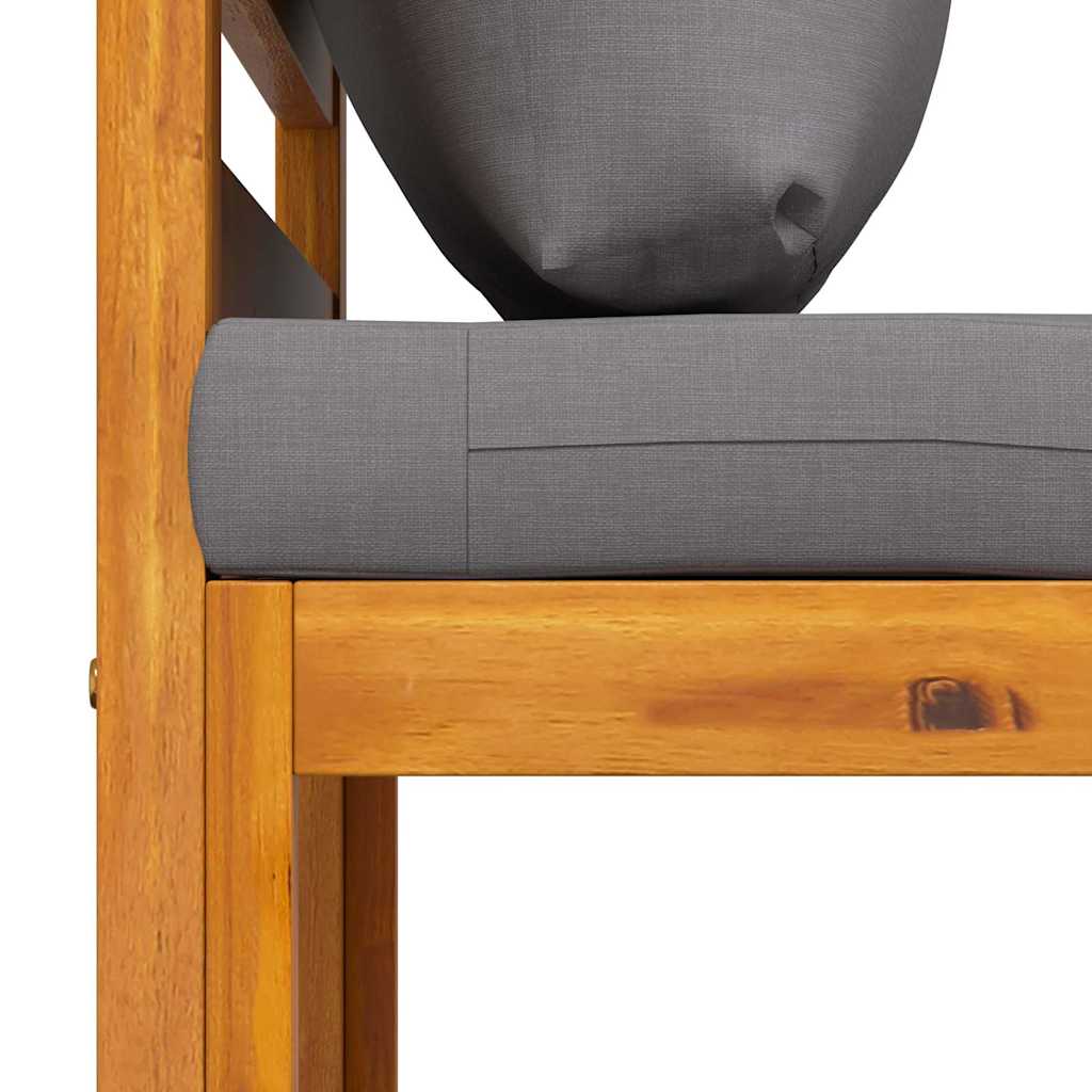 vidaXL Καναπές Μεσαίος Τμηματικός Μασίφ Ξύλο Ακακίας Σκ. Γκρι Μαξιλάρι