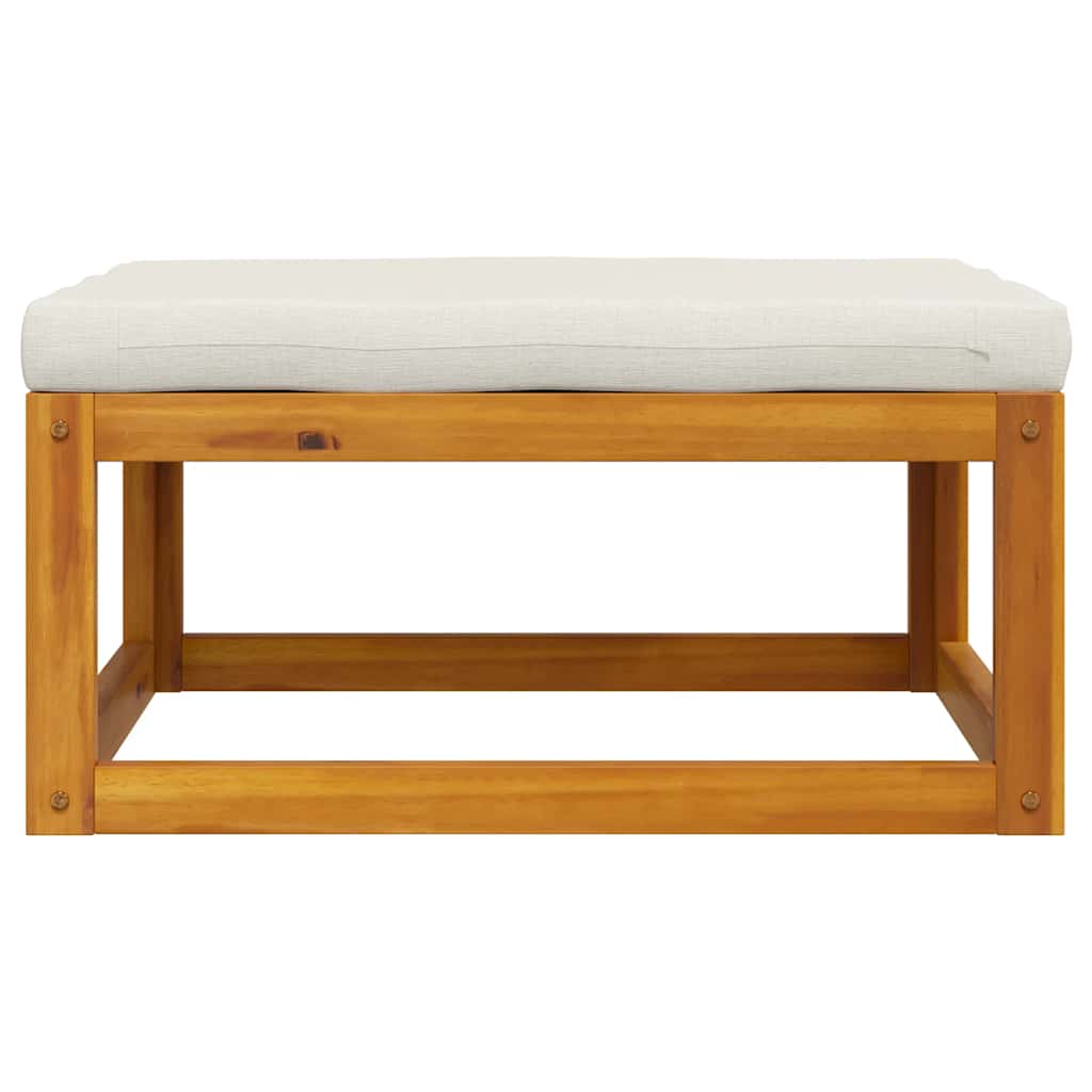 vidaXL Υποπόδιο απο Μασίφ Ξύλο Ακακίας με Κρεμ Μαξιλάρι