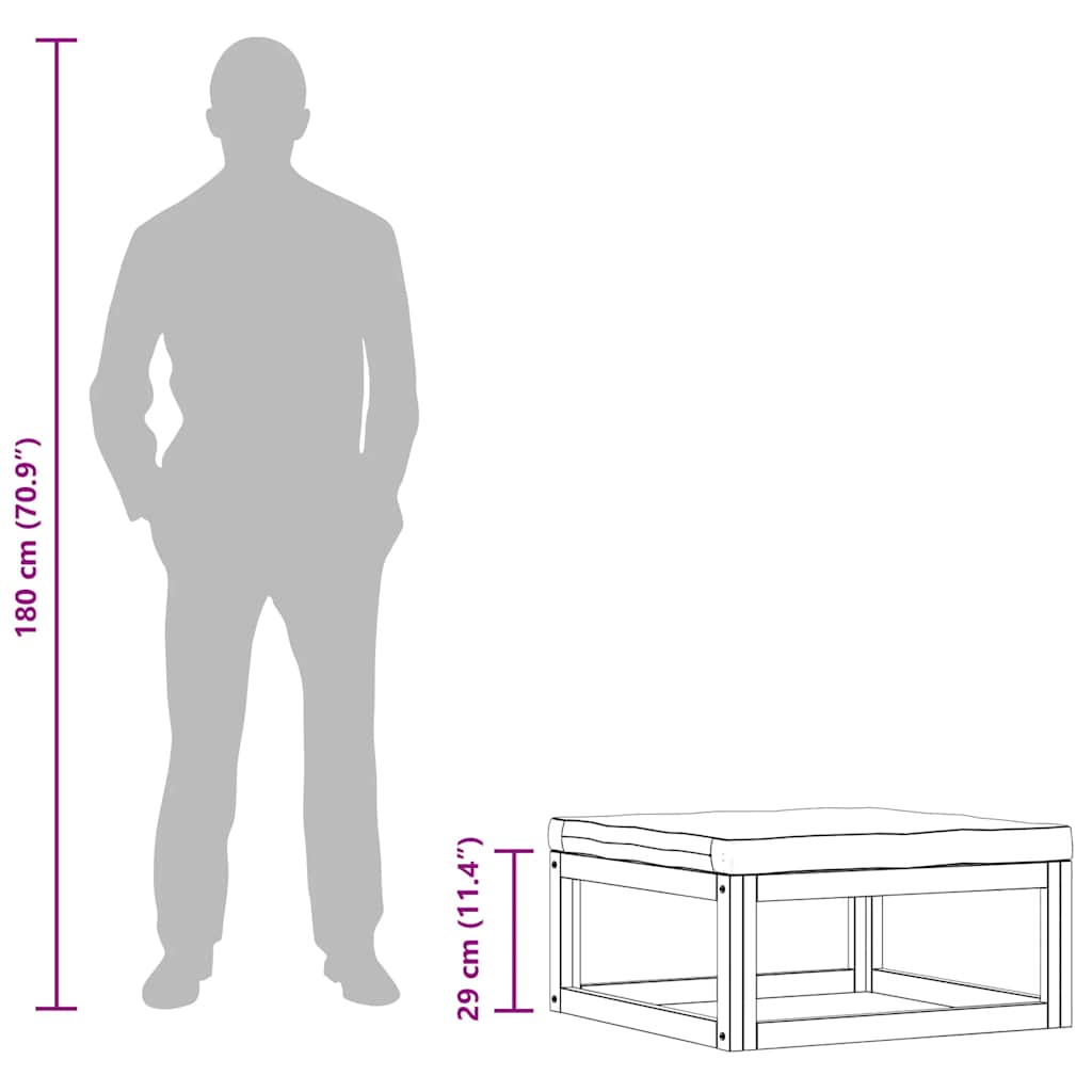 vidaXL Υποπόδιο απο Μασίφ Ξύλο Ακακίας με Κρεμ Μαξιλάρι