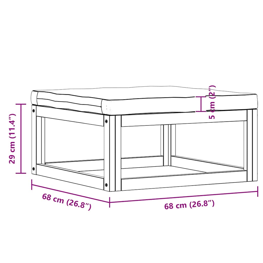 vidaXL Υποπόδιο απο Μασίφ Ξύλο Ακακίας με Κρεμ Μαξιλάρι