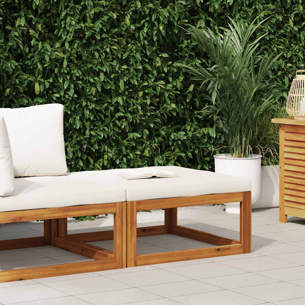 vidaXL Υποπόδιο απο Μασίφ Ξύλο Ακακίας με Κρεμ Μαξιλάρι