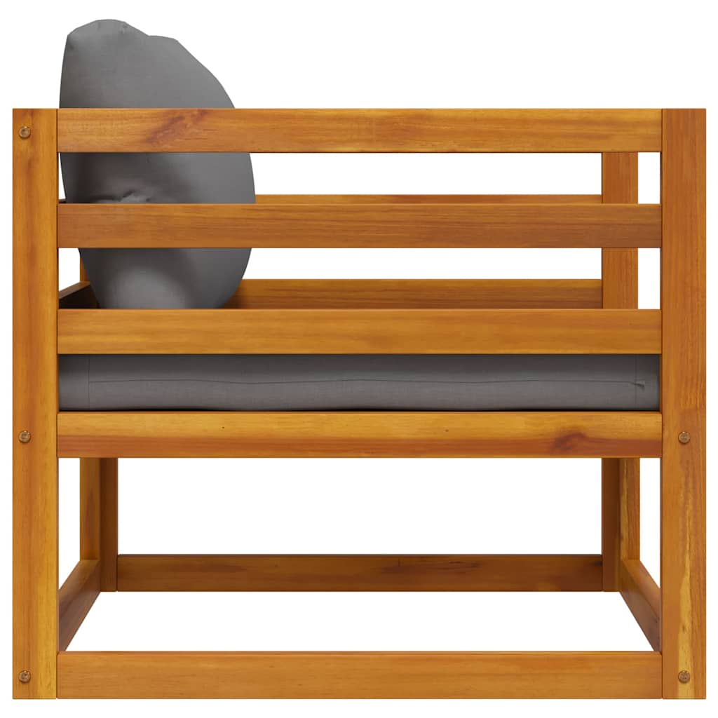 vidaXL Καρέκλα Κήπου από Μασίφ Ξύλο Ακακίας με Σκούρα Γκρι Μαξιλάρια