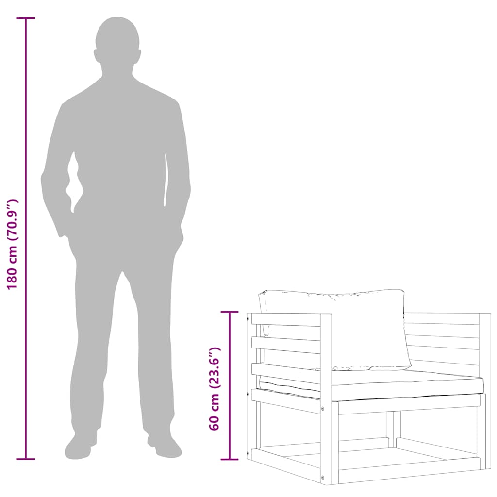 vidaXL Καρέκλα Κήπου από Μασίφ Ξύλο Ακακίας με Σκούρα Γκρι Μαξιλάρια