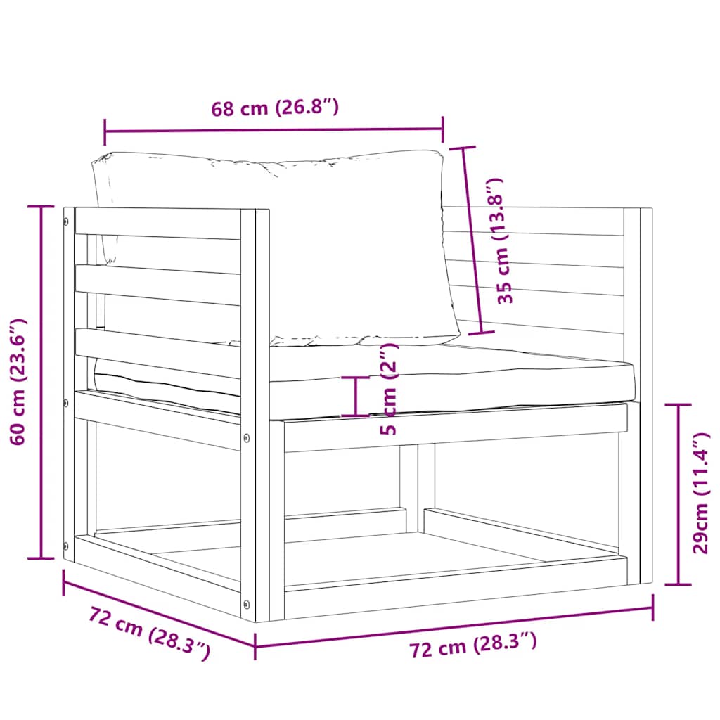 vidaXL Καρέκλα Κήπου από Μασίφ Ξύλο Ακακίας με Κρεμ Μαξιλάρια