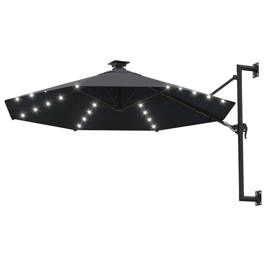 vidaXL Ομπρέλα Κήπου Επιτοίχια με LED Ανθρακί 300 εκ.