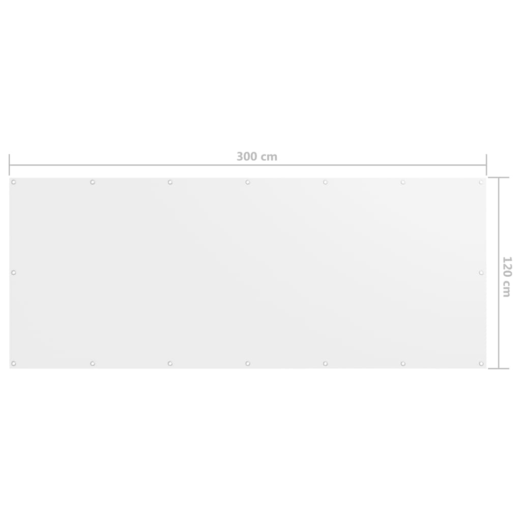vidaXL Διαχωριστικό Βεράντας Λευκό 120 x 300 εκ. Ύφασμα Oxford
