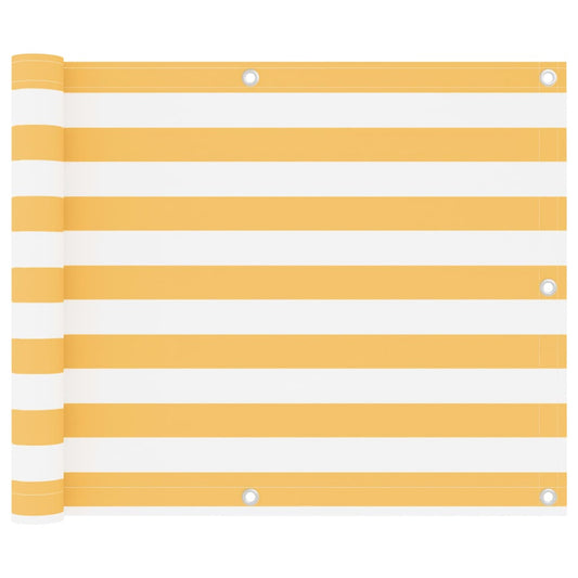 vidaXL Διαχωριστικό Βεράντας Λευκό/Κίτρινο 75 x 600 εκ. Ύφασμα Oxford