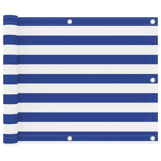 vidaXL Διαχωριστικό Βεράντας Λευκό/Μπλε 75 x 400 εκ. Ύφασμα Oxford