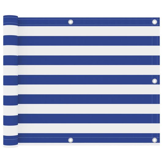 vidaXL Διαχωριστικό Βεράντας Λευκό/Μπλε 75 x 500 εκ. Ύφασμα Oxford