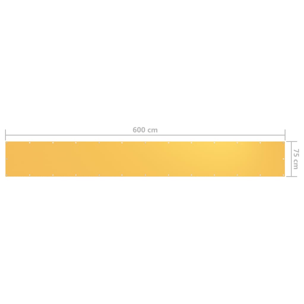 vidaXL Διαχωριστικό Βεράντας Κίτρινο 75 x 600 εκ. Ύφασμα Oxford