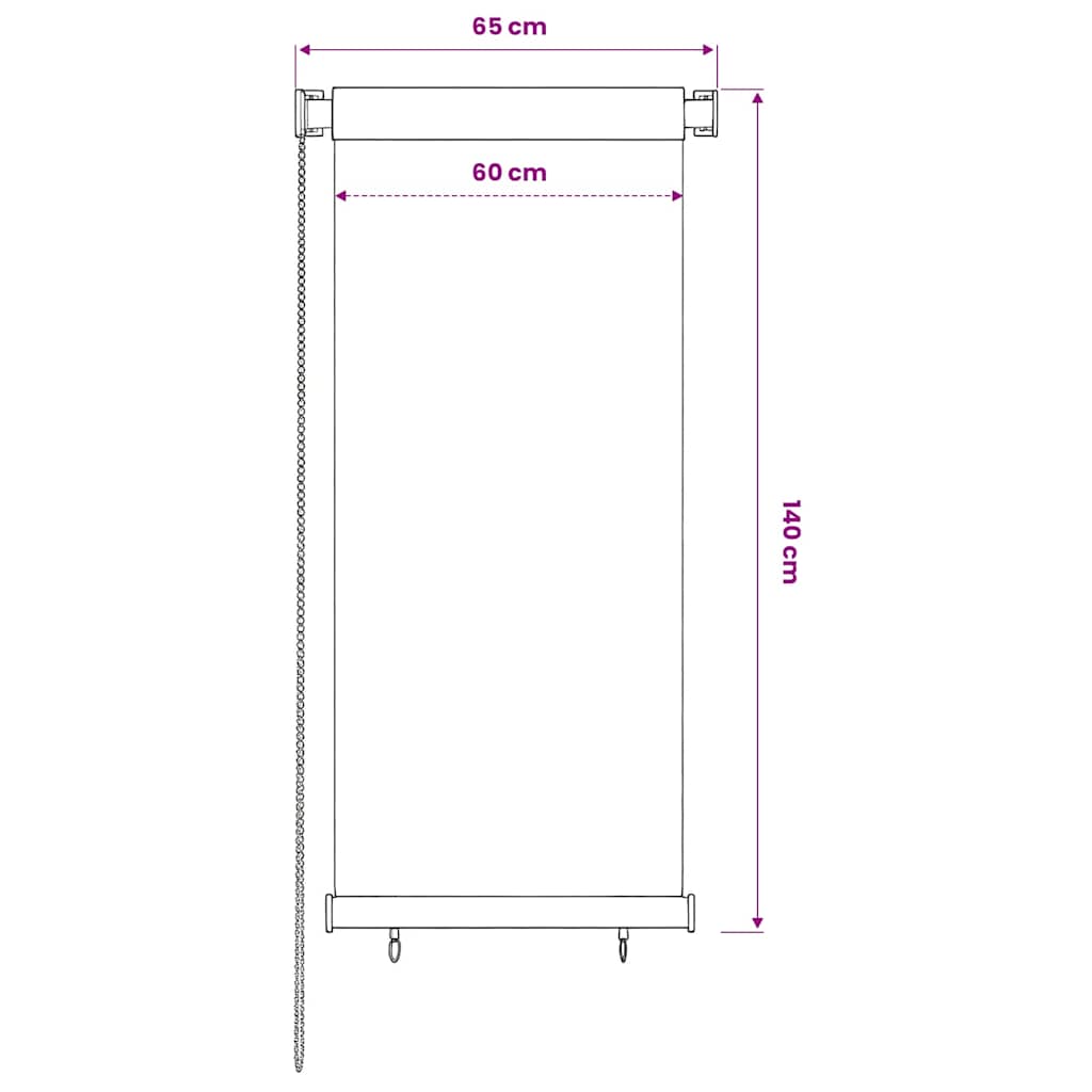 vidaXL Στόρι Σκίασης Ρόλερ Εξωτερικού Χώρου 65(Π) x 140(Υ) εκ. Μαύρο