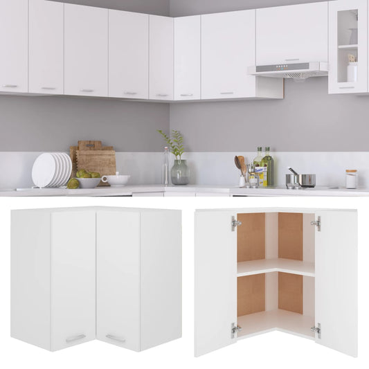 vidaXL Κρεμαστό Γωνιακό Ντουλάπι "Lyon" Λευκό 57x57x60 εκ. από Τεχνητό Ξύλο