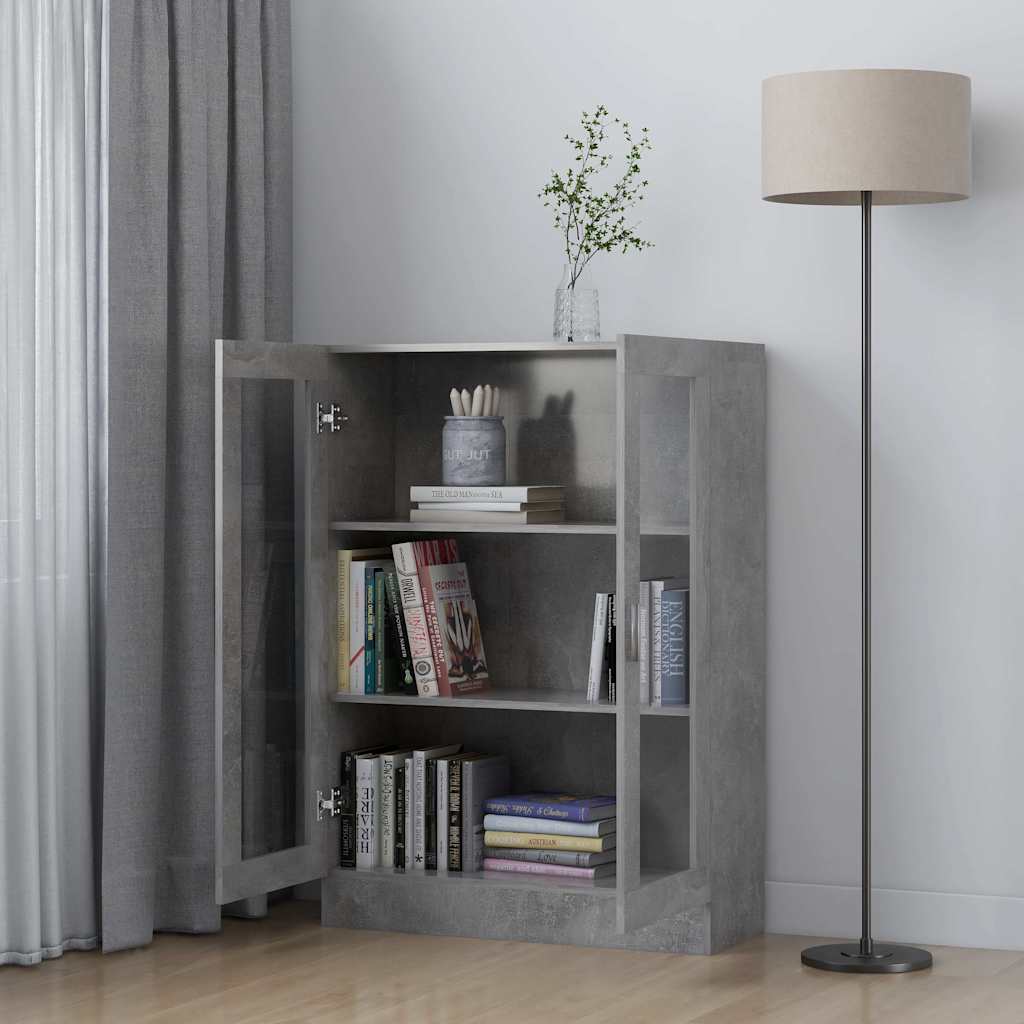 vidaXL Βιτρίνα Γκρι του Σκυροδέματος 82,5 x 30,5 x 115 εκ. Επεξ. Ξύλο