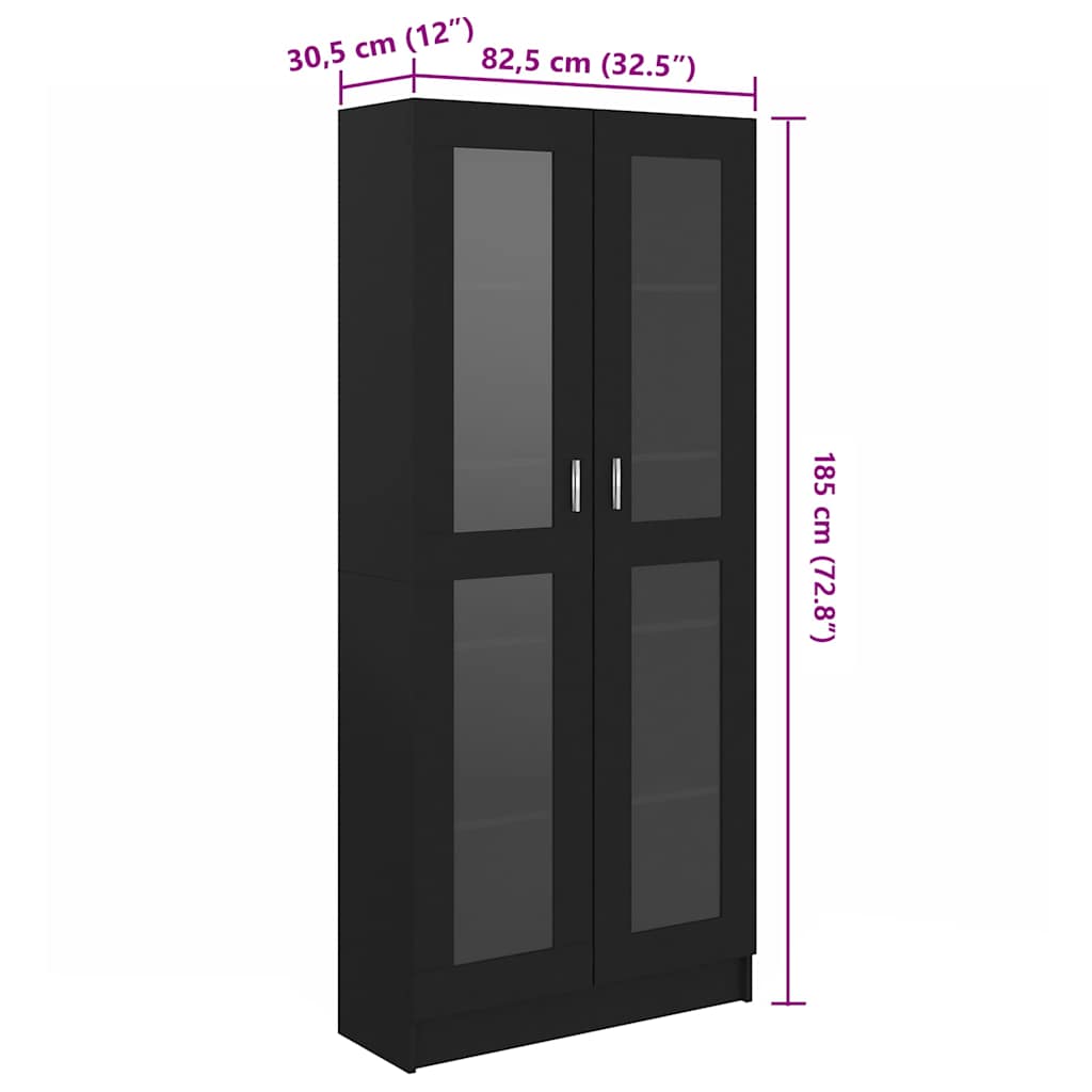 vidaXL Βιτρίνα Μαύρη 82,5 x 30,5 x 185 εκ. Επεξ. Ξύλο