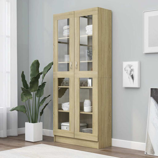 vidaXL Βιτρίνα Χρώμα Sonoma Δρυς 82,5 x 30,5 x 185 εκ. Επεξ. Ξύλο