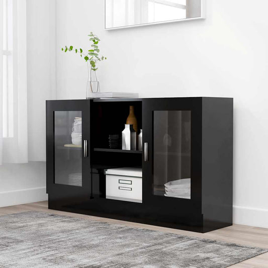 vidaXL Βιτρίνα Μαύρη 120 x 30,5 x 70 εκ. από Επεξ. Ξύλο