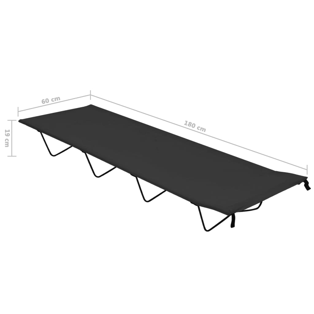 vidaXL Κρεβάτια Κάμπινγκ 2 τεμ Μαύρα 180x60x19 εκ Ύφασ. Oxford/Ατσάλι