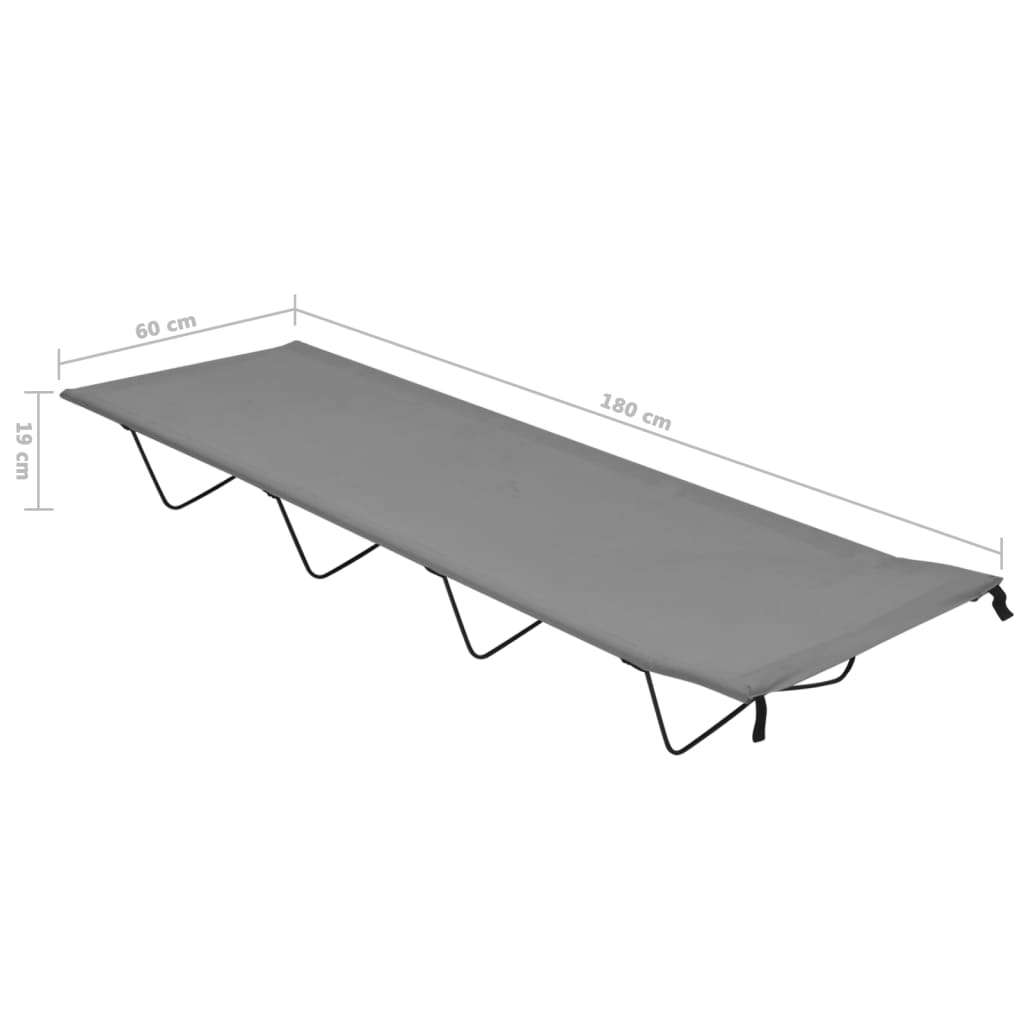 vidaXL Κρεβάτια Κάμπινγκ 2 τεμ. Γκρι 180x60x19εκ. Ύφασ. Oxford/Ατσάλι