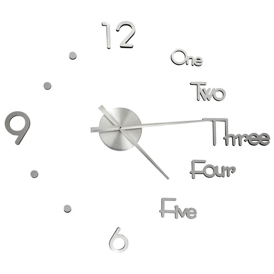 vidaXL Ρολόι Τοίχου Τρισδιάστατο Μοντέρνο Ασημί 100 εκ. XXL