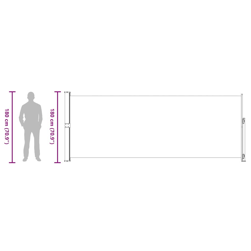 vidaXL Σκίαστρο Πλαϊνό Συρόμενο Βεράντας Μαύρο 180 x 500 εκ.