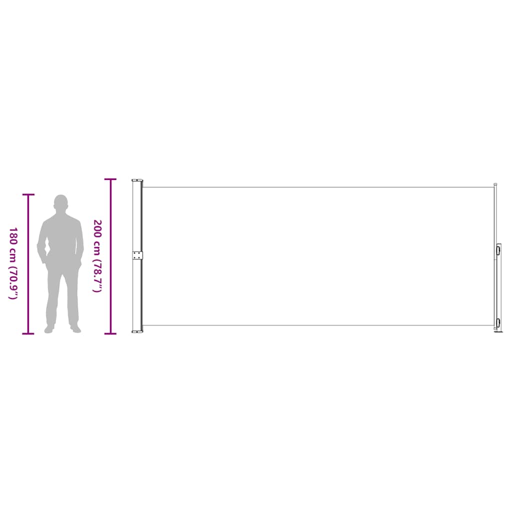 vidaXL Σκίαστρο Πλαϊνό Συρόμενο Βεράντας Κρεμ 200 x 500 εκ.