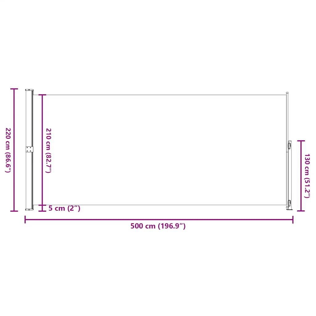 vidaXL Σκίαστρο Πλαϊνό Συρόμενο Βεράντας Κόκκινο 220 x 500 εκ.