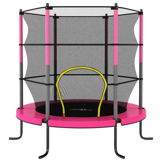 92954 vidaXL Τραμπολίνο με Δίχτυ Ασφαλείας Στρογγυλό 140x160 εκ. Ροζ