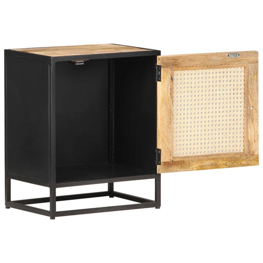 vidaXL Κομοδίνο 40x30x50εκ Ακατέργαστο Ξύλο Μάνγκο/Φυσικό Ζαχαροκάλαμο