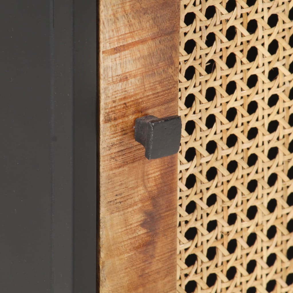 vidaXL Κομοδίνο 40x30x50εκ Ακατέργαστο Ξύλο Μάνγκο/Φυσικό Ζαχαροκάλαμο