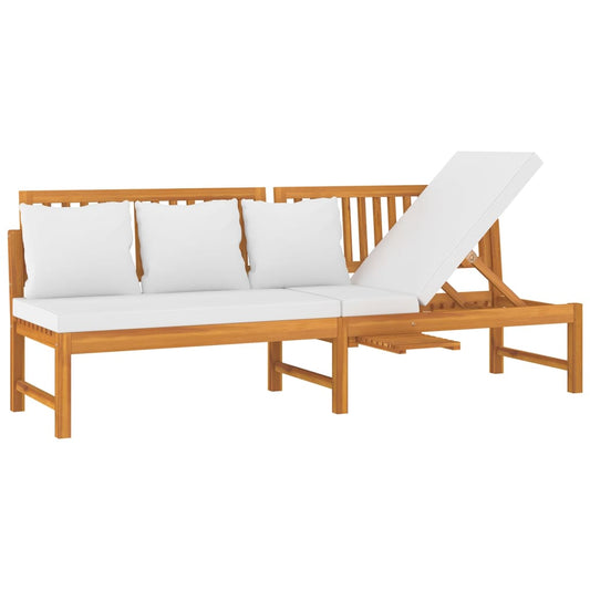vidaXL Καναπές Κρεβάτι 200x60x75 εκ. Μασίφ Ακακία με Κρεμ Μαξιλάρι