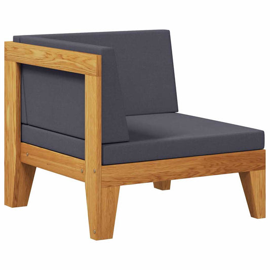 vidaXL Καναπές Γωνιακός Τμηματικός Ξύλο Ακακίας Σκούρα Γκρι Μαξιλάρια