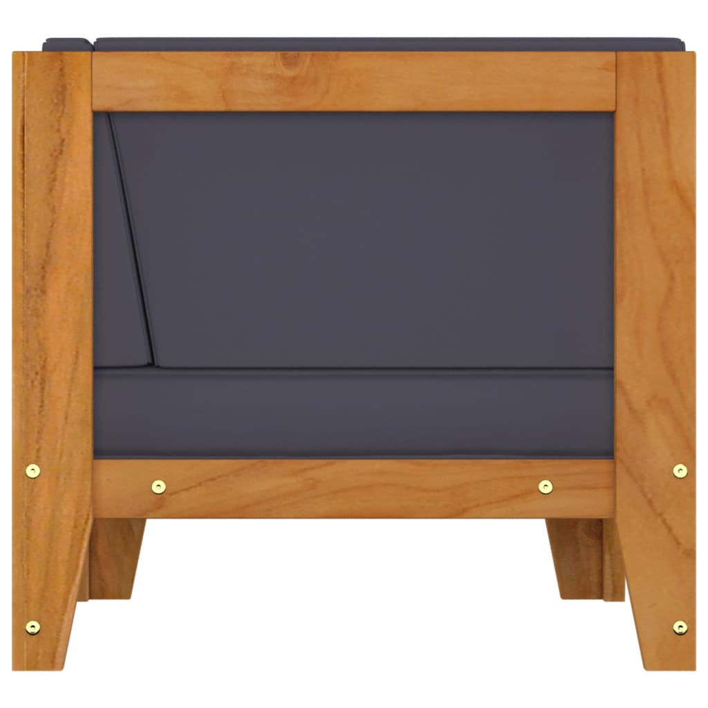 vidaXL Καναπές Γωνιακός Τμηματικός Ξύλο Ακακίας Σκούρα Γκρι Μαξιλάρια