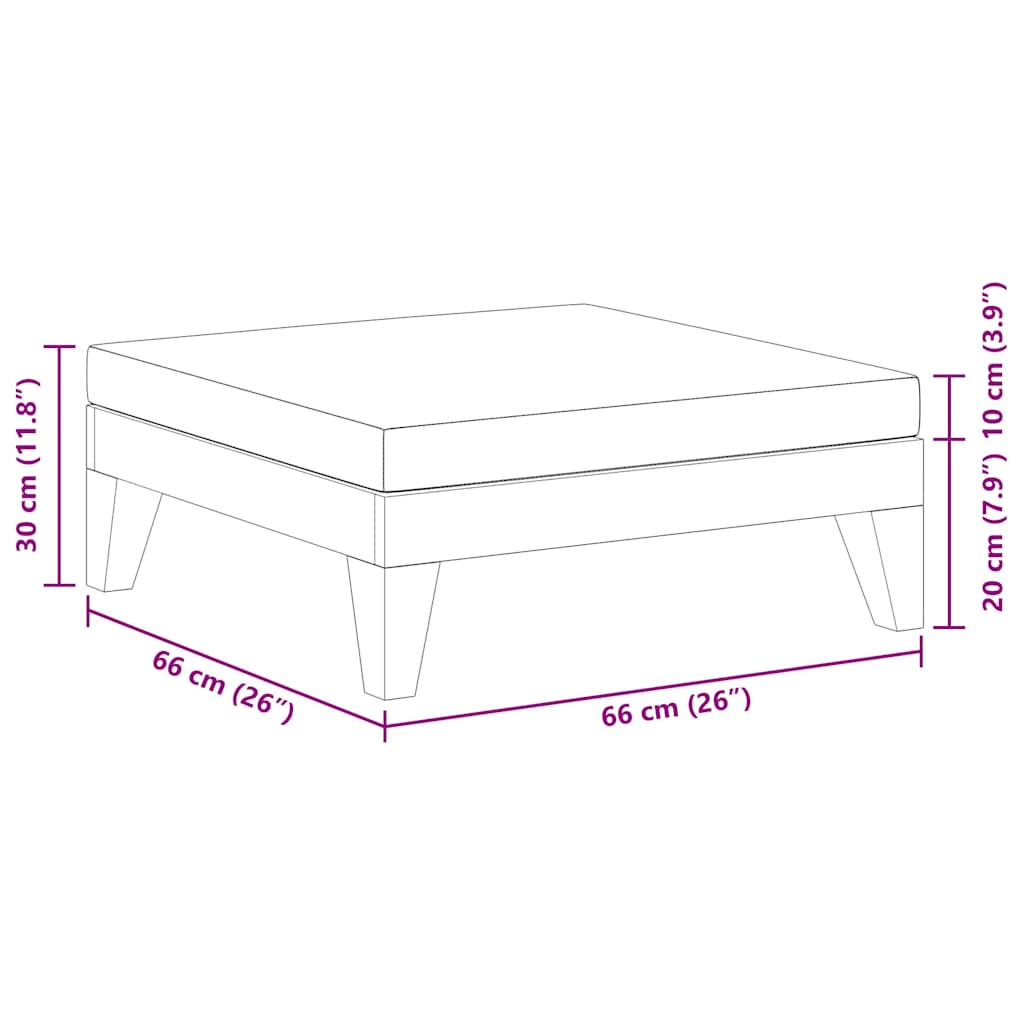 vidaXL Υποπόδιο Τμηματικό από Μασίφ Ξύλο Ακακίας με Κρεμ Μαξιλάρι