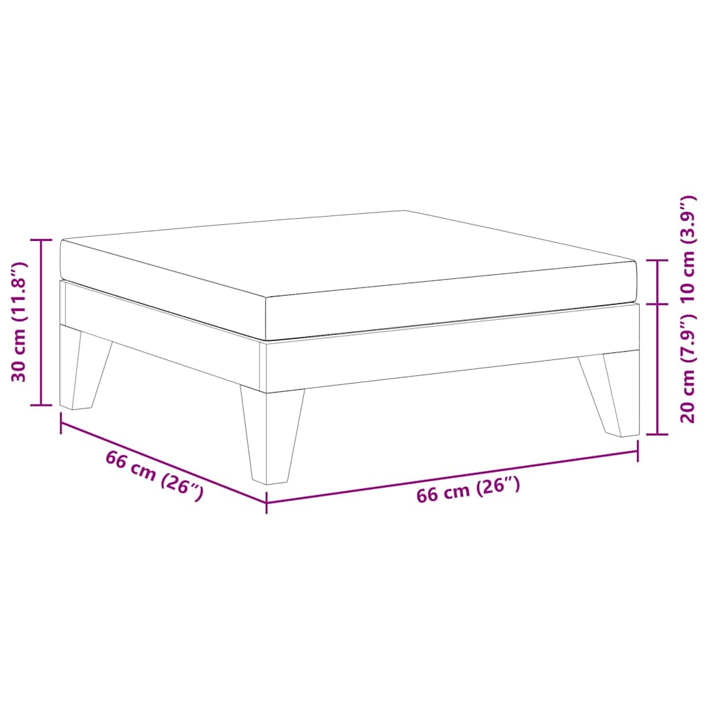 vidaXL Υποπόδιο Τμηματικό από Μασίφ Ξύλο Ακακίας με Σκούρο Γκρι Μαξιλάρι