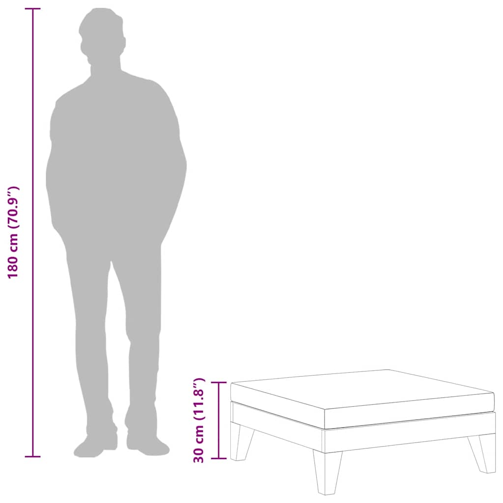 vidaXL Υποπόδιο Τμηματικό από Μασίφ Ξύλο Ακακίας με Σκούρο Γκρι Μαξιλάρι