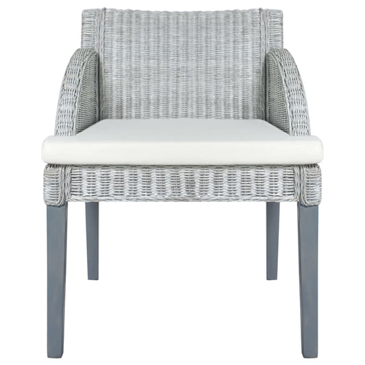 vidaXL Καρέκλα Τραπεζαρίας με Μαξιλάρι Γκρι από Φυσικό Ρατάν