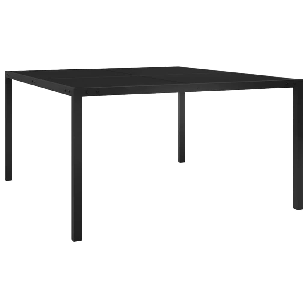 vidaXL Τραπέζι Κήπου Μαύρο 130 x 130 x 72 εκ. από Ατσάλι και Γυαλί