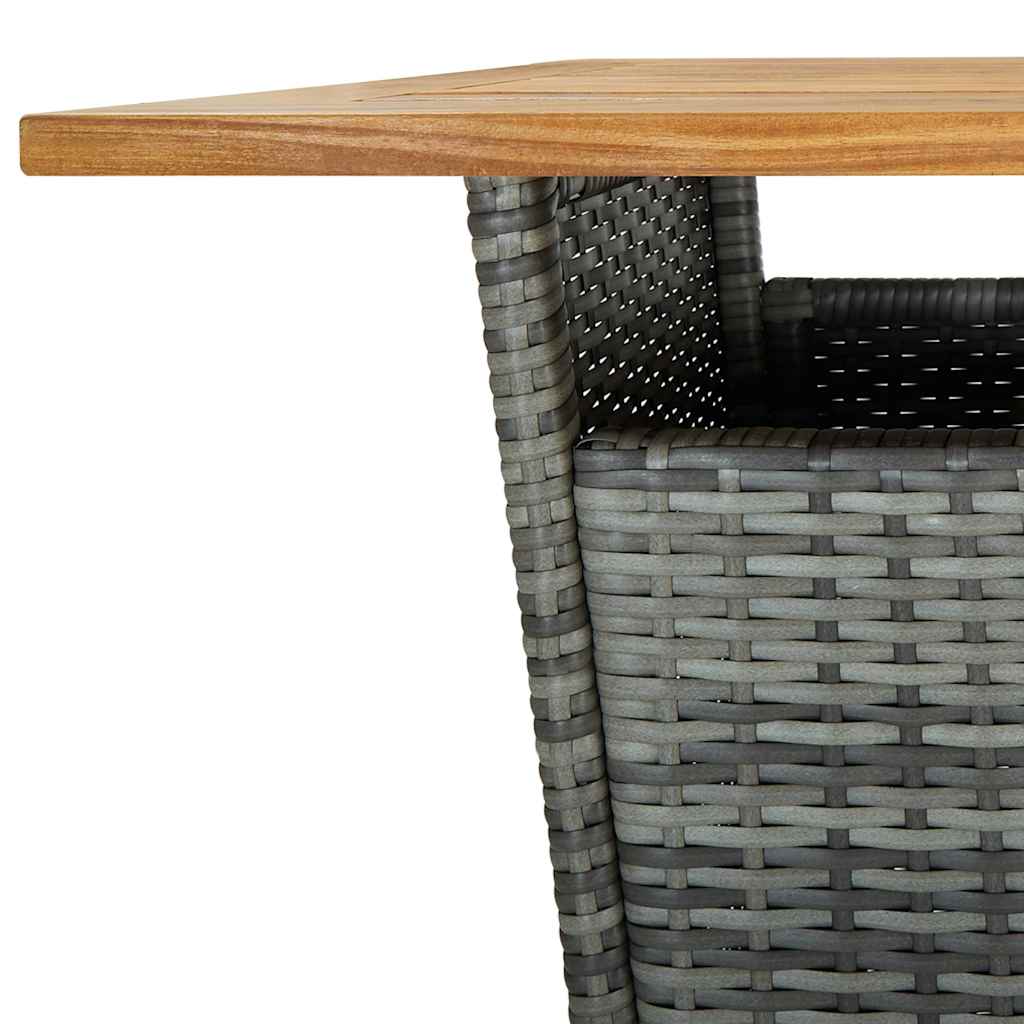 vidaXL Τραπέζι Μπαρ Γκρι 60x60x110 εκ. Συνθετικό Ρατάν / Ξύλο Ακακίας