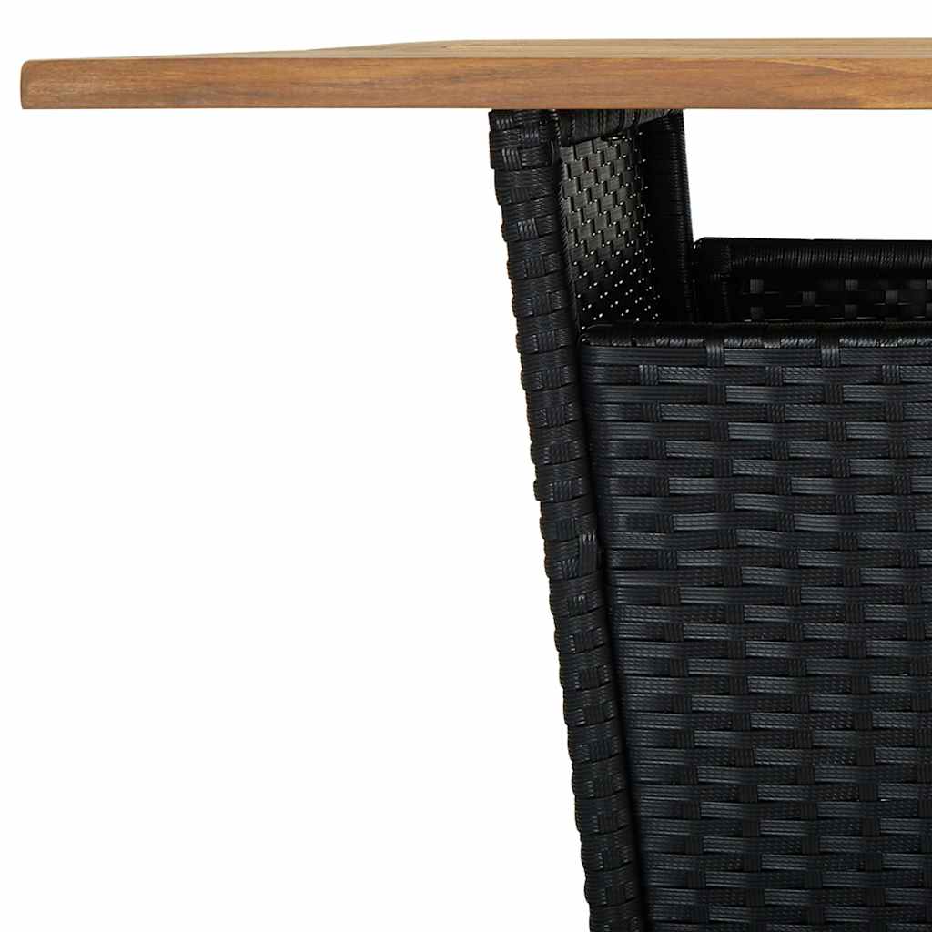 vidaXL Τραπέζι Μπαρ Μαύρο 80x80x110 εκ. Συνθετικό Ρατάν / Ξύλο Ακακίας