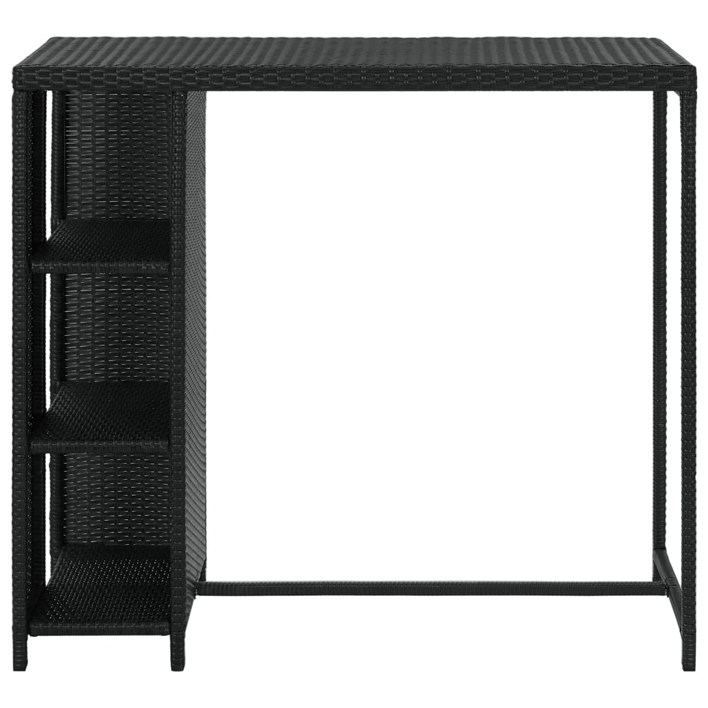 vidaXL Τραπέζι Μπαρ με Ράφια Μαύρο 120x60x110 εκ. από Συνθετικό Ρατάν