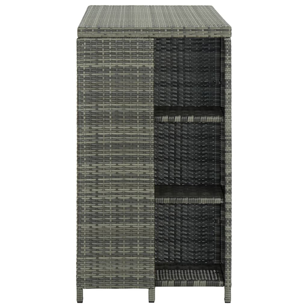 vidaXL Τραπέζι Μπαρ με Ράφια Γκρι 120x60x110 εκ. από Συνθετικό Ρατάν