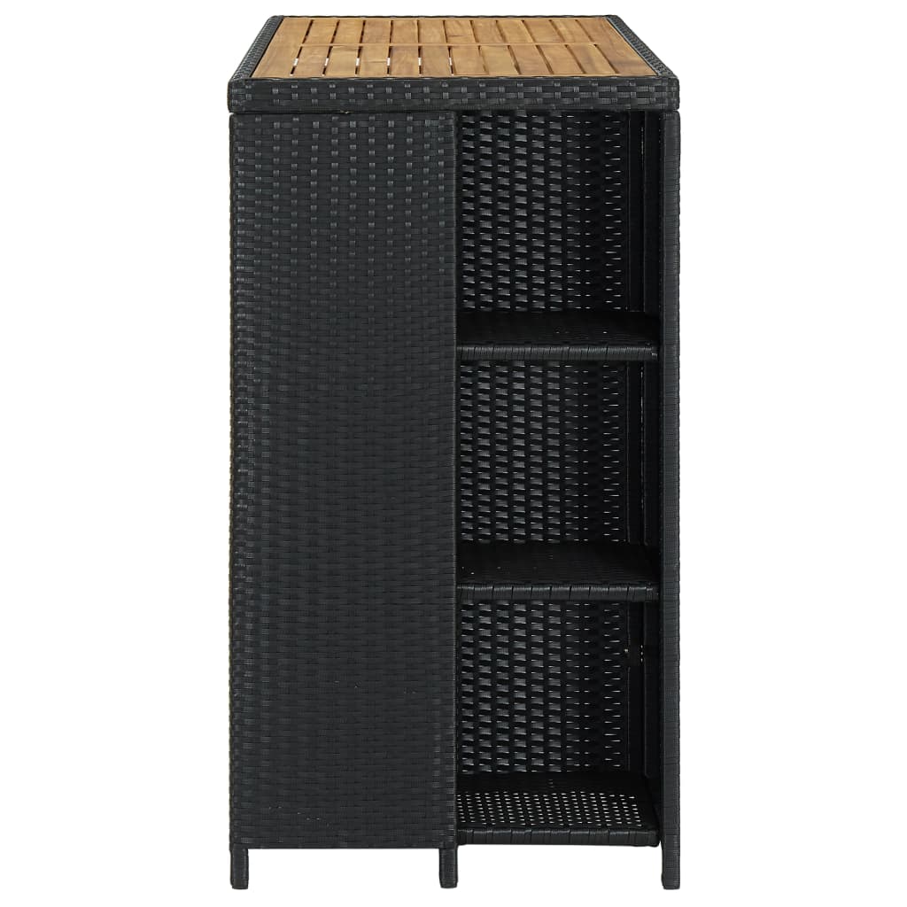 vidaXL Τραπέζι Μπαρ με Ράφια Μαύρο 120x60x110 εκ. από Συνθετικό Ρατάν