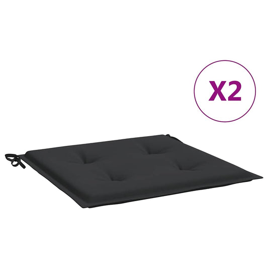 vidaXL Μαξιλάρια Καρέκλας Κήπου 2 τεμ. Μαύρα 40x40x4 εκ. Υφασμάτινα