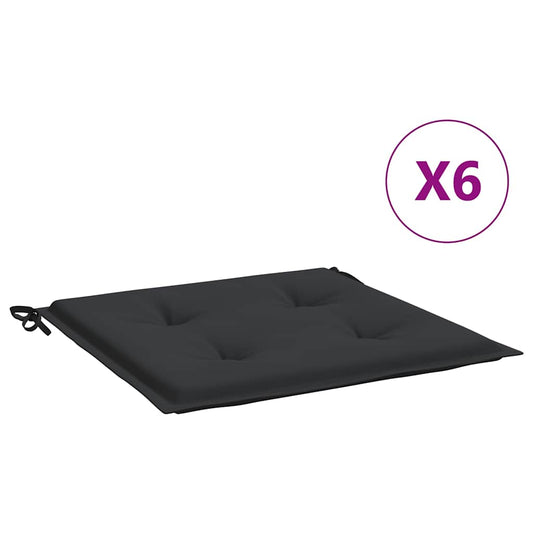 vidaXL Μαξιλάρια Καρέκλας Κήπου 6 τεμ. Μαύρα 40x40x4 εκ. Υφασμάτινα