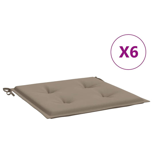 vidaXL Μαξιλάρια Καρέκλας Κήπου 6 τεμ. Taupe 40x40x4 εκ. Υφασμάτινα